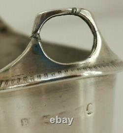 Vtg c1800 Pair of Georgian Solid Sterling Silver Salt Cellars & Glass Liner 206g