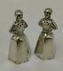 Vtg C1900 Snm Novelty Pair Of Lady Figural Solid Sterling Silver Pepper Shakers