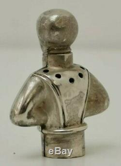 Vtg c1900 SNM Novelty Pair of Lady Figural Solid Sterling Silver Pepper Shakers