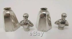 Vtg c1900 SNM Novelty Pair of Lady Figural Solid Sterling Silver Pepper Shakers