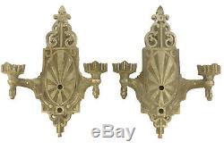 Wall Sconces Deco Vintage Pair Double Arms Pewter Silver 1920s to Rewire Restore