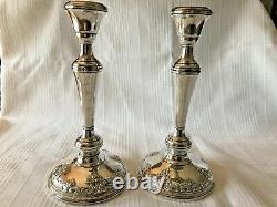 Wallace Grand Baroque (2) Tall 9 7/8 Sterling Candle Sticks Pair, vintage