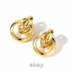 Women's X Earrings 18k Yellow Gold Over Unusual hoop Earrings Vintage 1 Pair