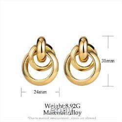 Women's X Earrings 18k Yellow Gold Over Unusual hoop Earrings Vintage 1 Pair