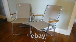 ZIP DEE Silver Gray Folding Lawn Chair Airstream USA Vintage Pair of 2 RV Camp