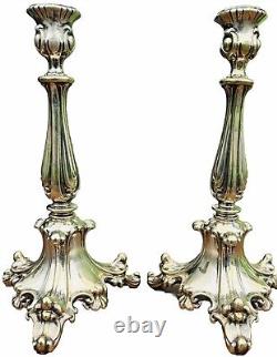 10 PAIRES DE BOUGEOIRS EN ARGENTÉ DE STYLE BAROQUE VINTAGE - 2,6 livres