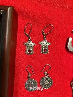 12 paires de magnifiques boucles d'oreilles en argent sterling vintage avec certaines pierres inconnues