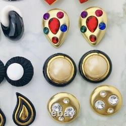 18 Paires Vintage Handmade Gaudy Acrylic Nouveauté Clip Sur Les Boucles D'oreilles