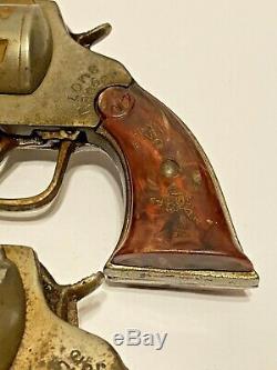 1940 Vintage Paire De Kilgore Lone Ranger Hiyo Argent En Fonte Cap Armes À Feu