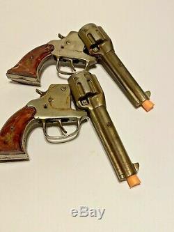 1940 Vintage Paire De Kilgore Lone Ranger Hiyo Argent En Fonte Cap Armes À Feu
