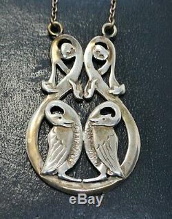 1989 Vintage Argent Sterling Celtique Paire De Oiseaux Écossais Poinçonnés Necklace