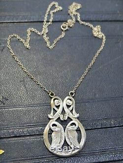 1989 Vintage Argent Sterling Celtique Paire De Oiseaux Écossais Poinçonnés Necklace