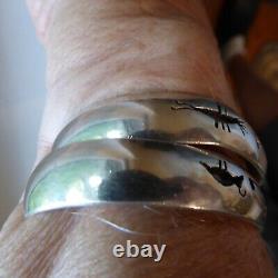 2 Bracelets Rigides Estampillés en Argent Sterling Vintage avec Recouvrement Total de 47,7 grammes Signés