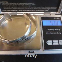 2 Bracelets Rigides Estampillés en Argent Sterling Vintage avec Recouvrement Total de 47,7 grammes Signés