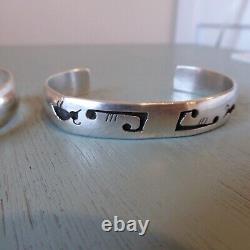 2 Bracelets Rigides Estampillés en Argent Sterling Vintage avec Recouvrement Total de 47,7 grammes Signés