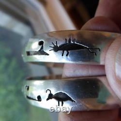2 Bracelets Rigides Estampillés en Argent Sterling Vintage avec Recouvrement Total de 47,7 grammes Signés