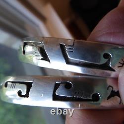 2 Bracelets Rigides Estampillés en Argent Sterling Vintage avec Recouvrement Total de 47,7 grammes Signés
