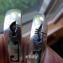 2 Bracelets Rigides Estampillés en Argent Sterling Vintage avec Recouvrement Total de 47,7 grammes Signés