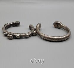 2 Bracelets de monnaie en argent nubien 800 argent 182,7 grammes Paire 6.5 & 7 Antique