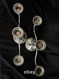 2 Duchin Creation Sterling Poids Ponderé et Marquée 3-Bougeoirs à Trois Branches (Vintage)