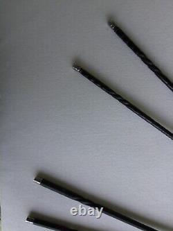 2 Paire de Baguettes Anciennes en Bois Sculpté et Enveloppées d'Argent