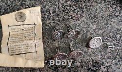 2 Paire de Boutons de Manchette Vintage avec des Pièces Grecques de  Tetradrachme d'Artémis Archère + Pince à Cravate