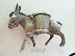 2 Vintage En Argent Sterling Toothpick Match Porte Miniature Âne Bull 925 Paire