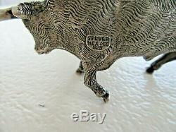 2 Vintage En Argent Sterling Toothpick Match Porte Miniature Âne Bull 925 Paire