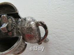 2 Vintage En Argent Sterling Toothpick Match Porte Miniature Âne Bull 925 Paire