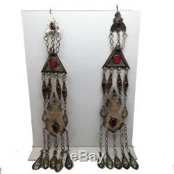 2x Paire Vieux Pendentif Tribal Turque Afghan Ats Gland Tribal Allemand Argent, Tk84