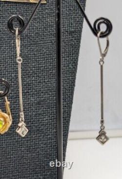 30+ Paires - Boucles d'oreilles en argent sterling vintage avec diamants, pierres précieuses, etc. 114g