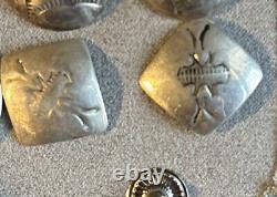 3 Paires de boucles d'oreilles boucliers natives en argent martelé faites à la main de style vintage, rondes et carrées