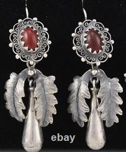 4 Paires de Boucles d'Oreilles Pendantes Vintage en Argent Sterling avec Pierre Naturelle Fait Main Boho