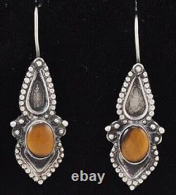 4 Paires de Boucles d'Oreilles Pendantes Vintage en Argent Sterling avec Pierre Naturelle Fait Main Boho