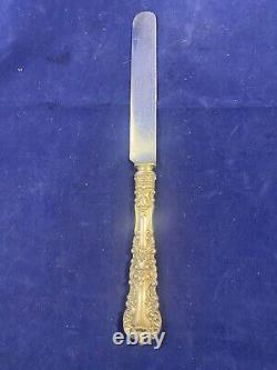 6 Couteaux de table en argent VTG - Lame plate plaquée, Sans mono - Paires avec Old Baronial