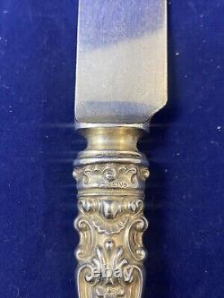 6 Couteaux de table en argent VTG - Lame plate plaquée, Sans mono - Paires avec Old Baronial