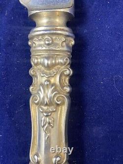 6 Couteaux de table en argent VTG - Lame plate plaquée, Sans mono - Paires avec Old Baronial