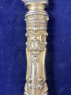 6 Couteaux de table en argent VTG - Lame plate plaquée, Sans mono - Paires avec Old Baronial