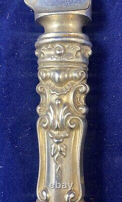 6 Couteaux de table en argent VTG - Lame plate plaquée, Sans mono - Paires avec Old Baronial