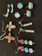 6 Paires De Boucles D'oreilles Vintage En Argent Sterling Fait Main Avec Pierres Multiples