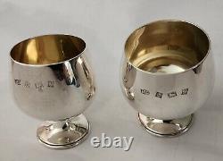 Argent sterling RARE REINE ELIZABETH II Verres à brandy/port Vintage 1969 (Paire)