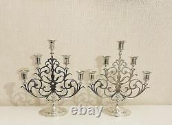 Authentic Magnificent Pair Tiffany & Co. Vintage Sterling Five Light Candelabra