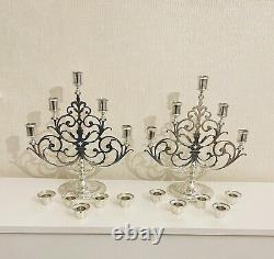 Authentic Magnificent Pair Tiffany & Co. Vintage Sterling Five Light Candelabra