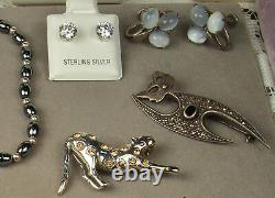 BLOT DE BIJOUX EN ARGENT 39 pièces 190,7g Vintage à Nouveau Améthyste Topaze Péridot + FAB