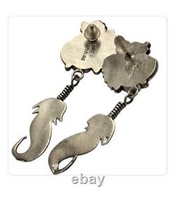BOUCLES D'OREILLES EN ARGENT STERLING À ONYX NOIR AUTHENTIQUES VINTAGE Phillip Valasquez