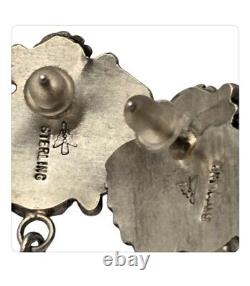BOUCLES D'OREILLES EN ARGENT STERLING À ONYX NOIR AUTHENTIQUES VINTAGE Phillip Valasquez