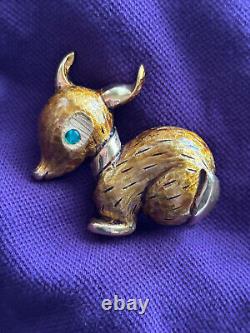 BROCHES FIGURATIVES SIGNÉES Hattie Carnegie PAIRES DE CERF ET DE CHOUETTE DES BOIS Vintage Années 60
