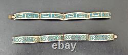 Beau Paire de Bracelets Vintage en Argent Sterling et Incrustés de Turquoise
