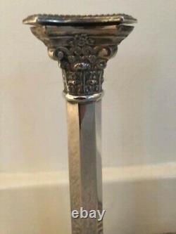 Belle Paire De Vintage Georgian Style Tall Solid Silver Candlesticks