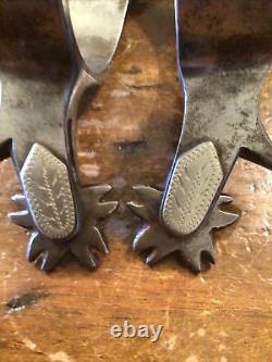 Belle Paire Vintage De Crockett Silver Monté Dur Travail Western Cowboy Spurs